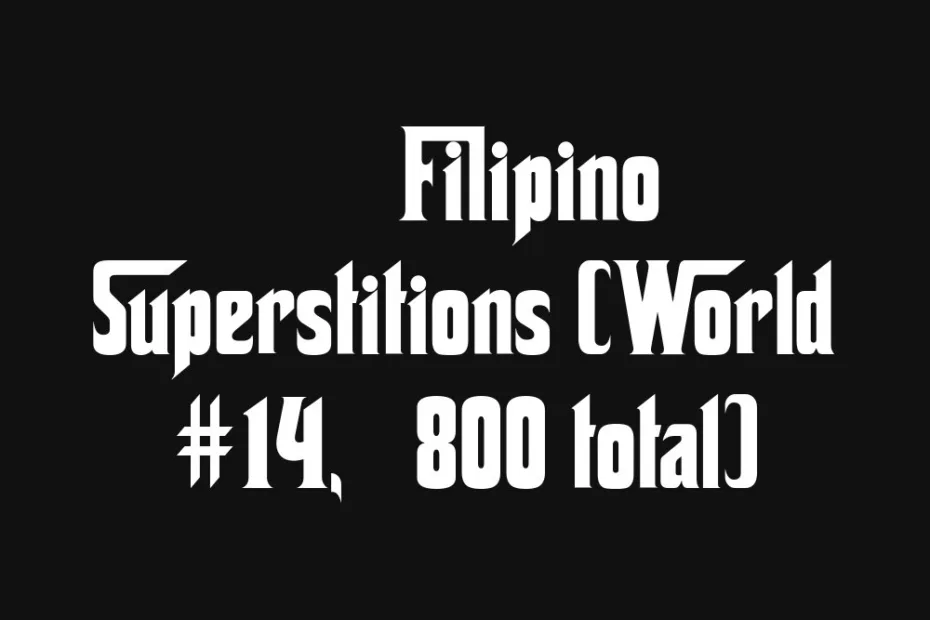 A Filipino superstition poster with bold text and a small illustration of a bamboo stick.