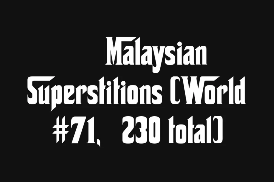 Malaysian superstition book cover with black background and white text.